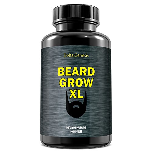 Beard Grow XL, Vegan Beard Grower Facial Hair Supplement for Men, Add to Your Beard Growth Kit, #1 Men’s Hair Growth Vitamins, for a Faster, Thicker and Fuller Beard, Enhance Your Beard Grooming Kit