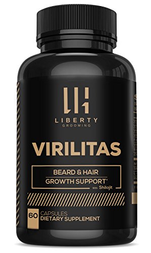 Beard Growth, Facial Hair Growth for Men, Supplements for Men, Beard Vitamins, Growth Pills, Thickener, VIRILITAS | Best for Patchy Beard