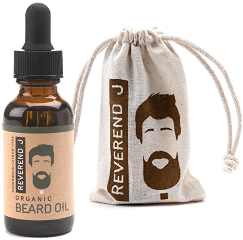 Best Beard Oil, 100% Natural & Organic Reverend J Cedar Wood Citrus & Pine Scented, Softens & Strengthens Beard, Relieves Itching for Healthy Growth. Pure Essential Oils. Great for all beard styles.