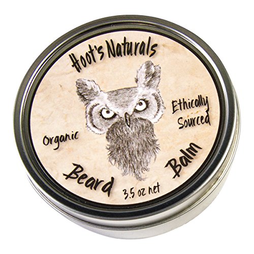 Hoot's Naturals Beard Balm, Extra Large 3.5oz Organic Beard Oil & Butter Recipe with No Added Fragrance - Leave-in Beard Softener & Conditioner, That Thickens, Strengthens & Styles Facial Hair Growth