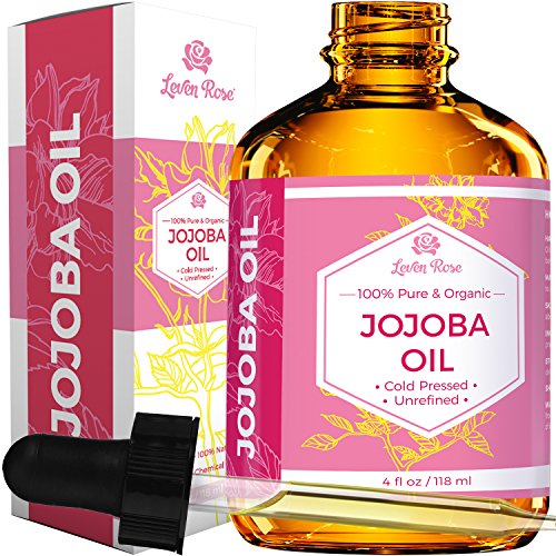 Jojoba Oil by Leven Rose, Pure Cold Pressed Natural Unrefined Moisturizer for Skin Hair and Nails, 4 Fl Oz