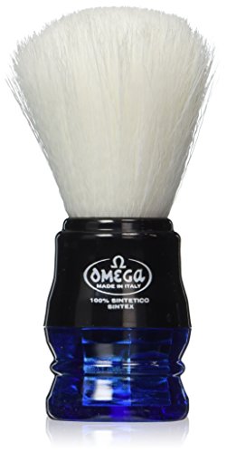 Omega Blue Handle Syntex Synthetic Fibre Shaving Brush Vegan Cruelty Free