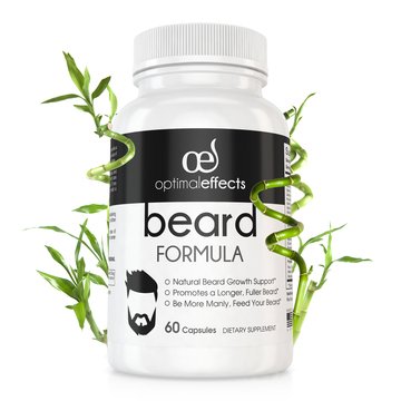 Optimal Effects Beard Growth Supplement For Men - With Natural Vitamins For Fuller, Thicker and Manlier Beard Growth - Made with Beard Growth Biotins For Faster Facial Hair Growth - 60 Veggie Capsules