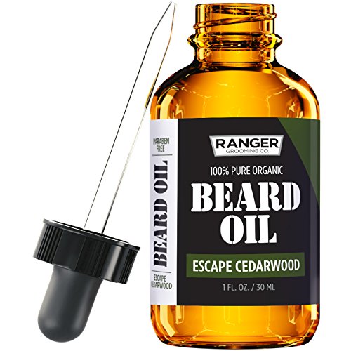 Spiced Sandalwood Beard Oil & Leave in Conditioner by Ranger Grooming Co by Leven Rose, 100% Pure Natural Organic for Groomed Beards, Mustaches, and Moisturized Skin 1 oz