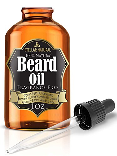 Stellar Naturals Beard Oil and Conditioner, Pure and Natural Unscented for Groomed Beard Growth, Mustache, Face and Skin, 1fl oz/30ml