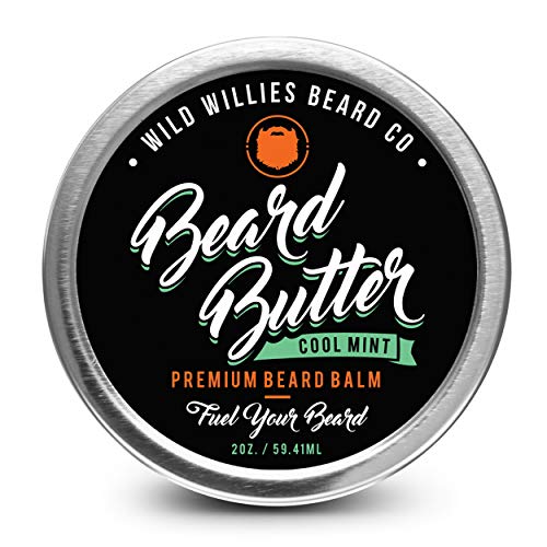 Beard Balm Conditioner For Men -Wild Willie's Beard Butter-Amazing Beard Balm with 13 Natural Locally Sourced Ingredients to Condition and Treat Your Beard or Mustache At the Same Time. Cool Mint 2oz