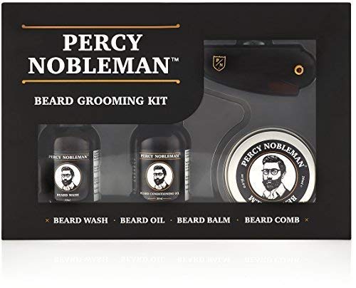 Beard Grooming Kit by Percy Nobleman - A Beard Oil, Wash, Balm and Comb Set For Men. Proudly Made in England by Europe's Leading Beard Grooming Brand