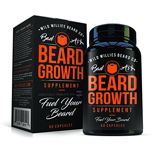 Beard Growth Vitamins for Men – Naturally Powerful, Full, Thick, Masculine Facial Hair Growth Vitamins for Men by Wild Willies - Hormone Free, All Natural, w/19 Potent, Pure Vitamins & Biotin