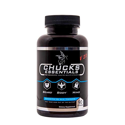 Chucks Essentials - The Bearded Mans Multivitamin, for Faster Growing Beard, Loaded with The Vitamins and Minerals Essential for Healthy, Thicker, Stronger, and Faster Growing Hair, 90 Gel Capsules