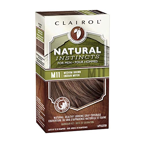 Clairol Natural Instincts Semi-Permanent Hair Color For Men, M11 Medium Brown Color, 3 Count