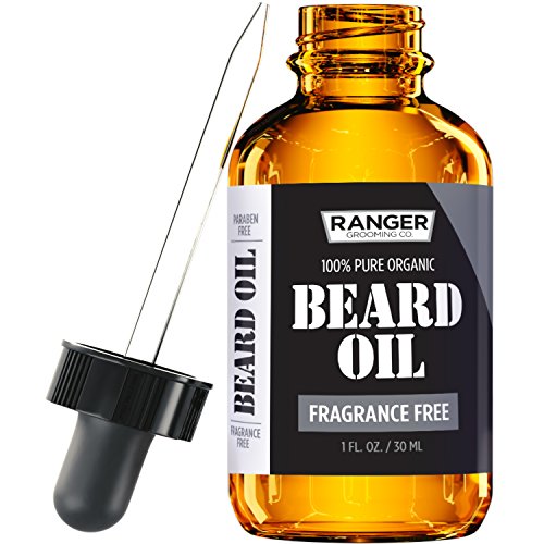 Fragrance Free Beard Oil & Leave In Conditioner, 100% Pure Natural for Groomed Beards, Mustaches, Moisturized Skin 1 Oz By Ranger Grooming Co By Leven Rose (Beard Oil)