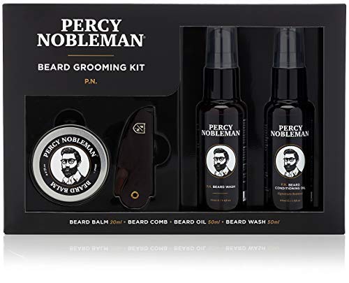 Percy Nobleman Beard Grooming Kit. Signature Scented Beard Oil 50ml. Beard Wash 50ml. Beard Balm 20ml. Beard Comb.