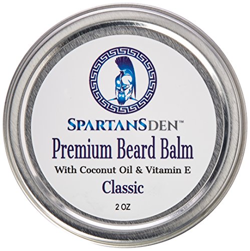 Spartans Den Premium Beard Balm For Men | Coconut Oil & Vitamin E Infused | Best Conditioner For Grooming, Growth, Soften, Itch & Tame - Classic Scent 2oz