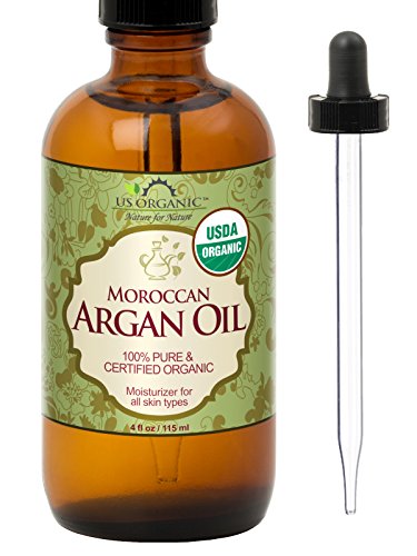 US Organic Moroccan Argan Oil, USDA Certified Organic,100% Pure & Natural, Cold Pressed Virgin, Unrefined, 4 Oz in Amber Glass Bottle with Glass Eye Dropper for Easy Application. Origin_Morocco