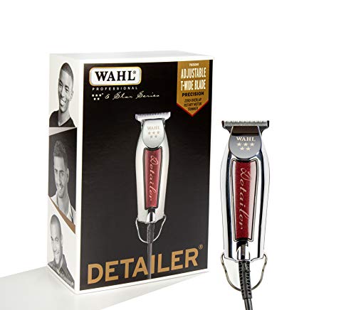 Wahl Professional Series Detailer #8081 - With Adjustable T-Blade, 3 Trimming Guides (1/16" - 3/16"), Red Blade Guard, Oil, Cleaning Brush and Operating Instructions, 5-Inch